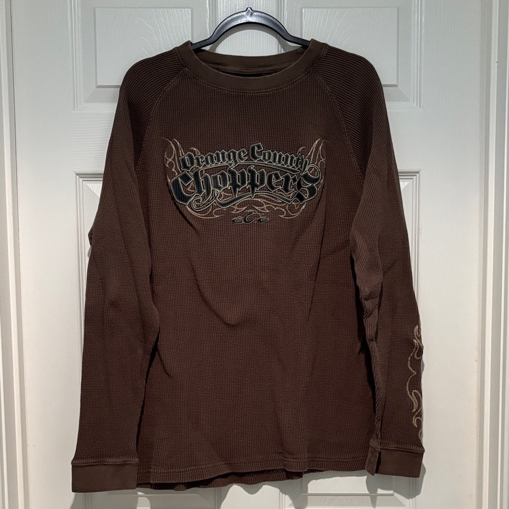Vintage Orange County Choppers Long Sleeve Waffle Knit Shirt